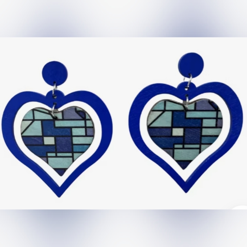 Earrings Fashion Jewlery Blue Geometric Heart
